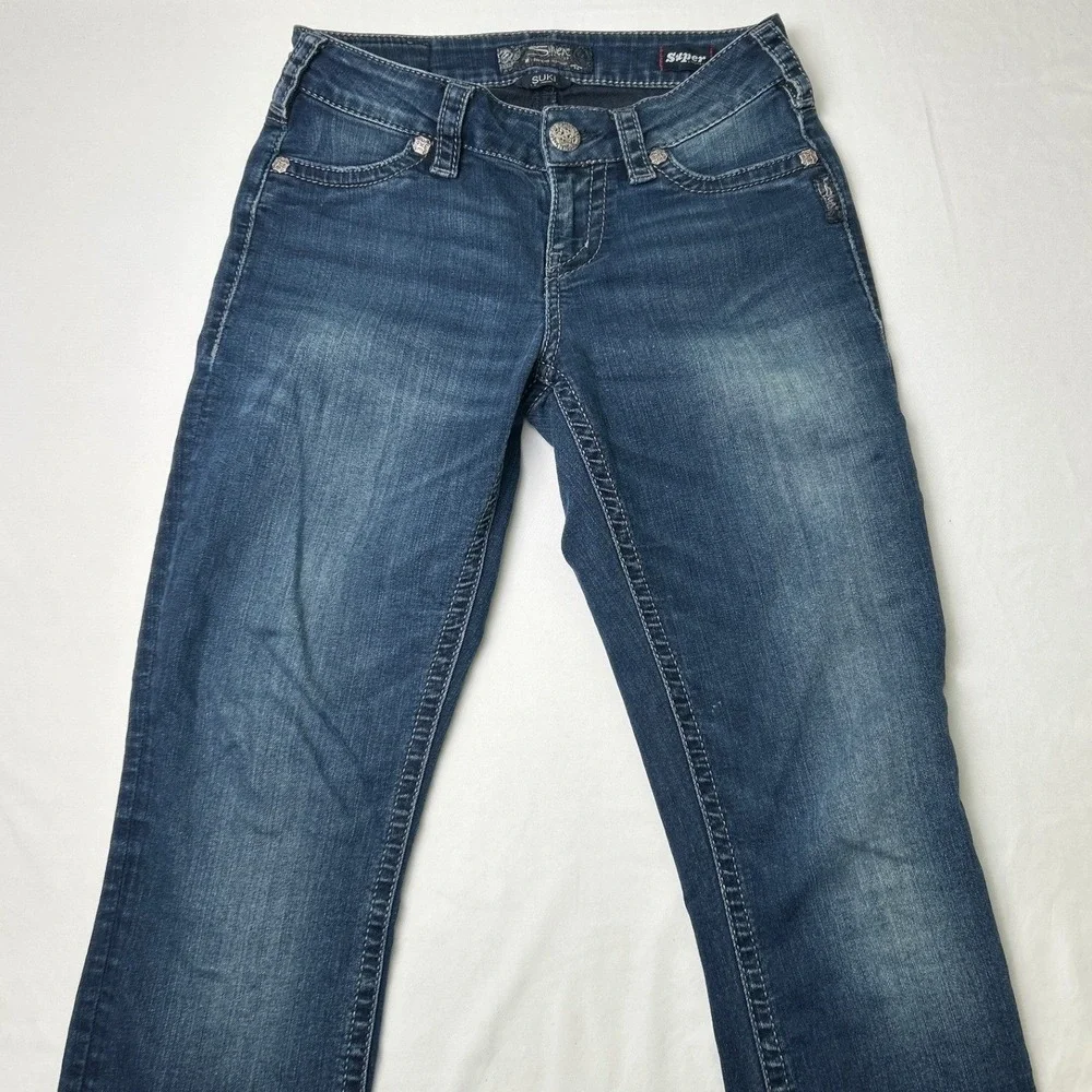 Silver Jeans Co Womens Suki Mid Super Skinny Jeans Size 26/4 Dark Wash Denim